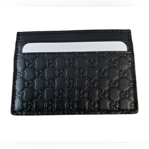 Black microguccisima UNISEX leather 5 card slot holder FIRM PRICE 1st 1 sold